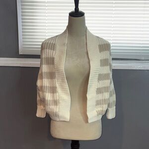Express Ivory and Beige Striped Cardigan